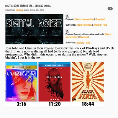 DIGITAL NOISE EPISODE 186 – LEADING LADIES